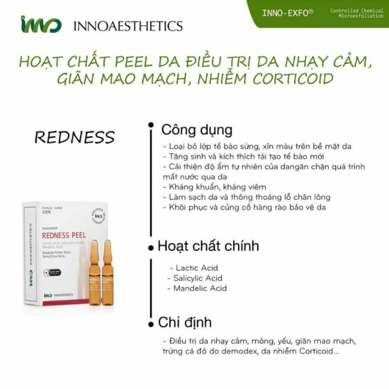 REDNESS PEEL- Hoạt Chất Thay Da Sinh Học Cho Da Nhạy Cảm-Nhiễm Corticoid-Lộ Mao Mạch