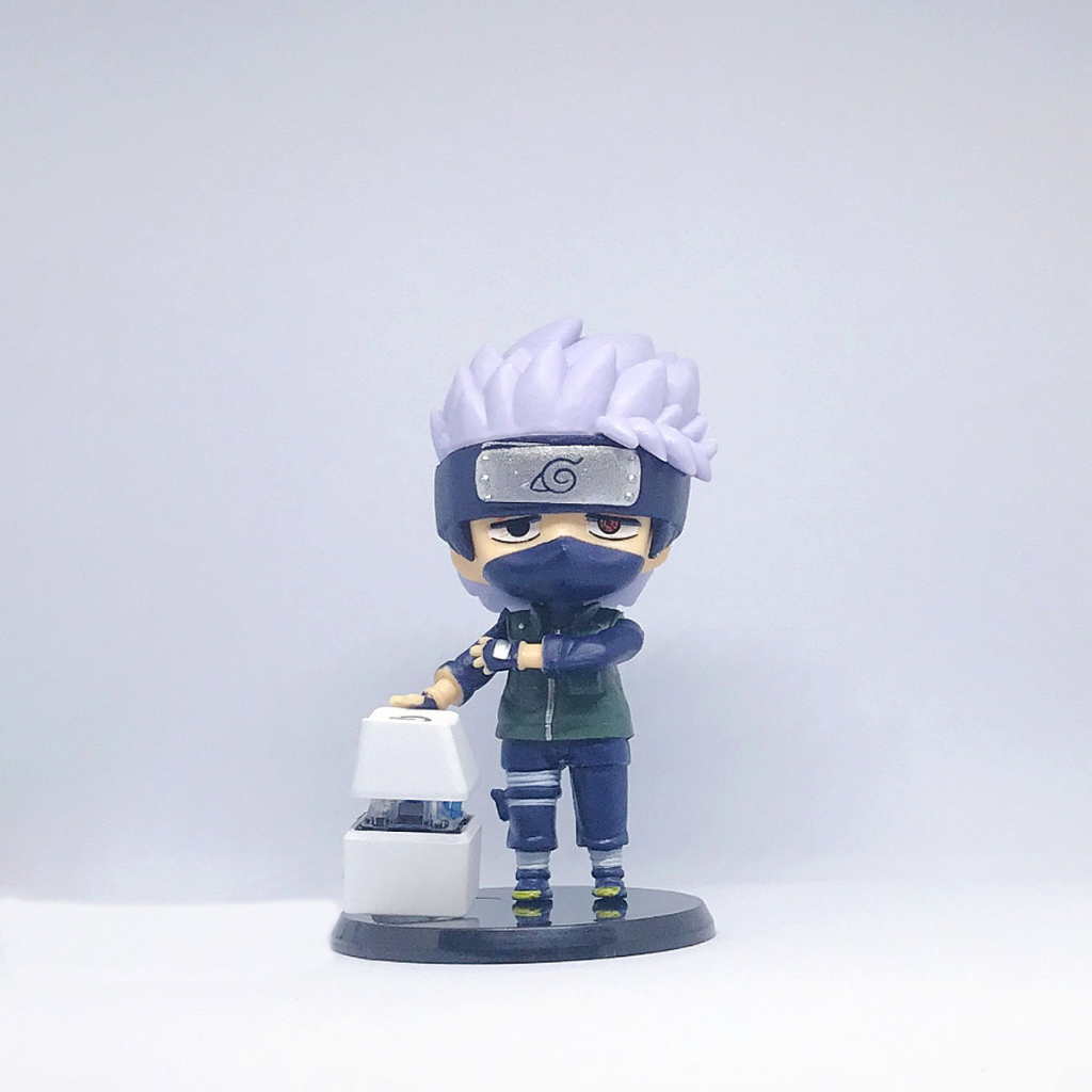 Nút bật nguồn máy tính trắng decor với mô hình 10cm Naruto, One Piece; công tắc blue switch dây nối 1.65m bật PC dễ hơn