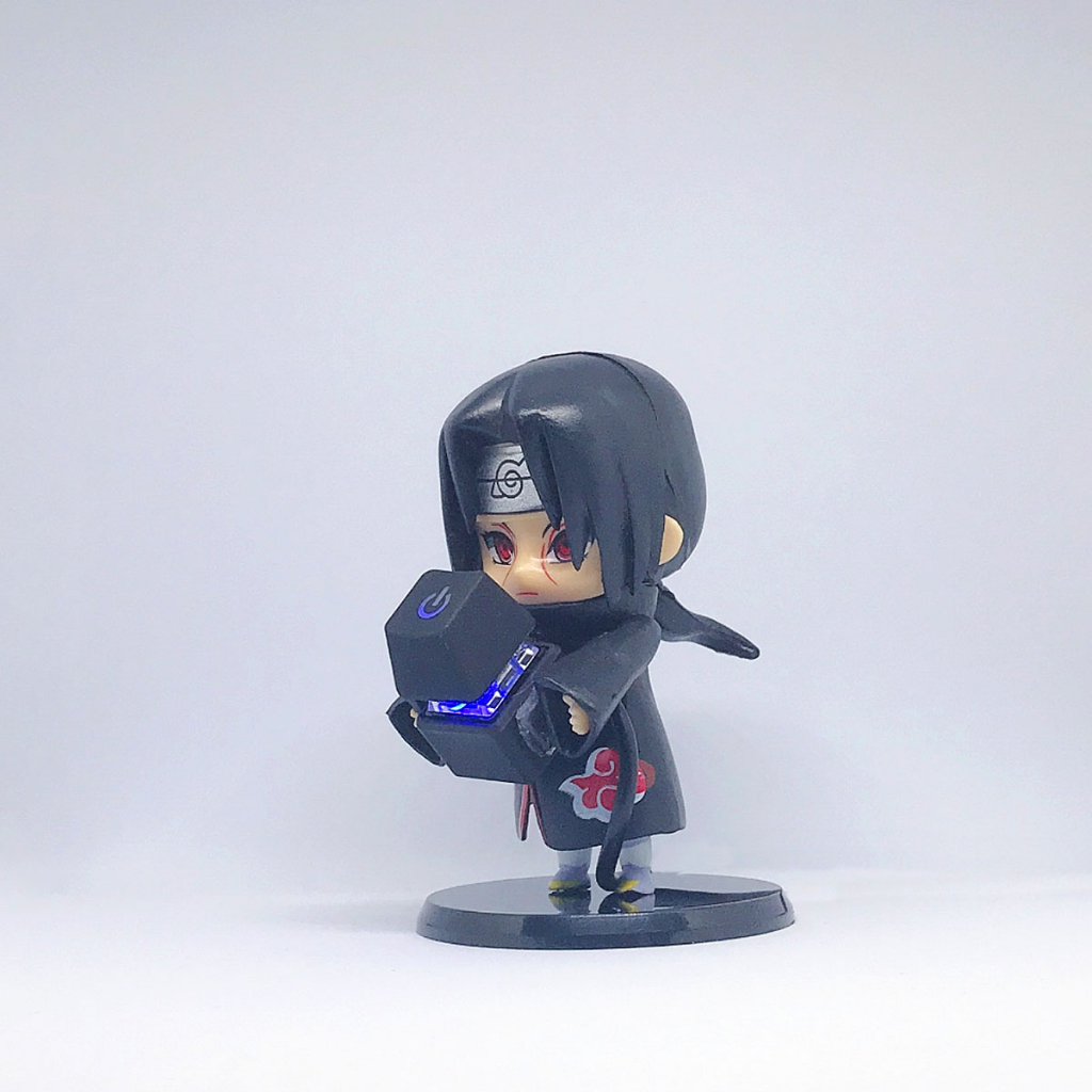 Nút bật nguồn máy tính đen decor với mô hình 10cm Naruto, OnePiece; công tắc blue switch dây nối dài 1.65m bật PC dễ hơn