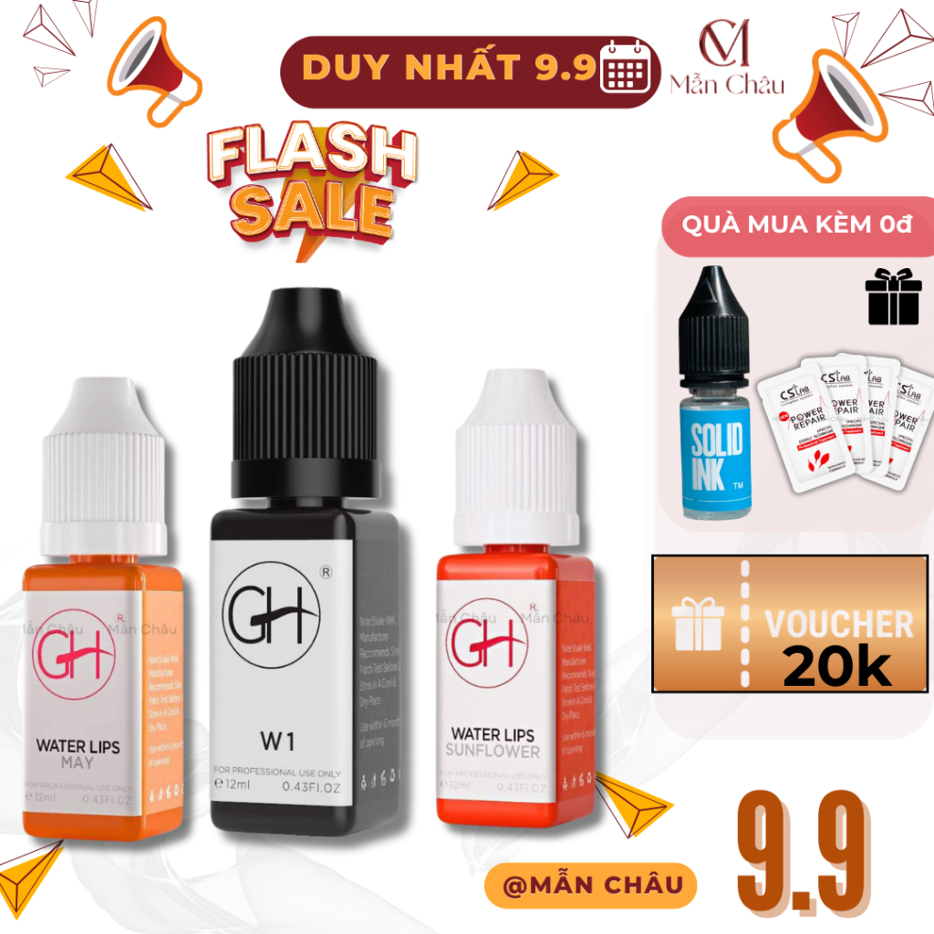 Mực GH Chuyên Kỹ Thuật Hair Strokes Tạo Sợi Bằng Máy Kèm Phun Rải Hạt Chân Mày