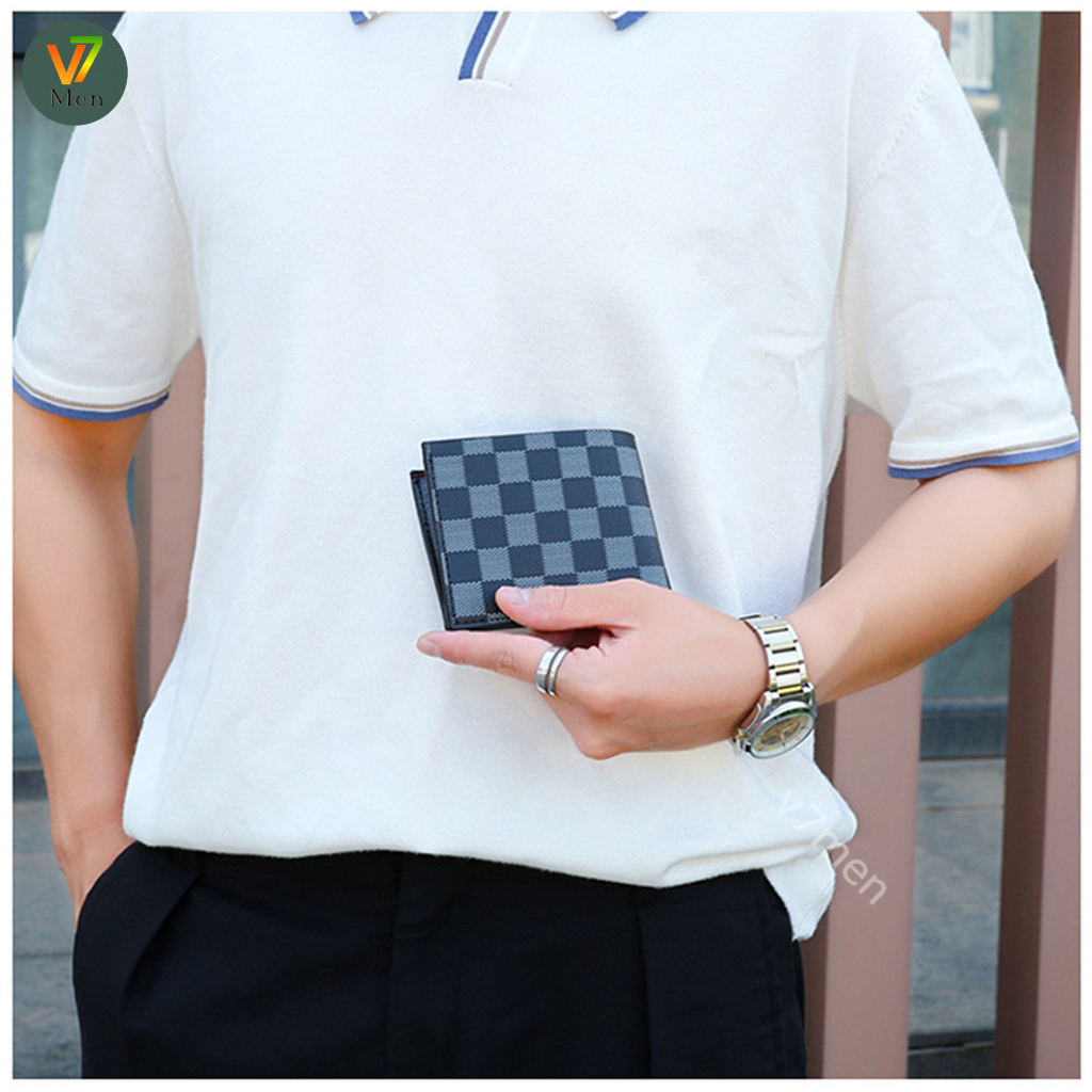 Combo Thắt Lưng Ví Nam LV Kẻ Caro - Dây Nịt Nam Bóp Nam Cao Cấp Trẻ Trung Lịch Lãm V7M3