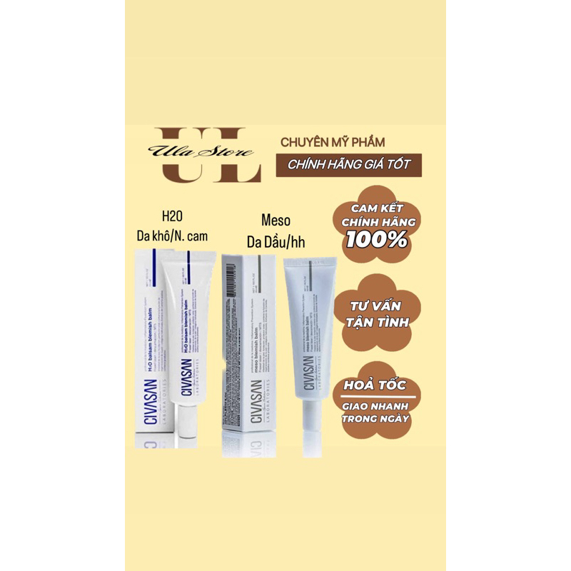 Kem Dưỡng Phục Hồi Nâng Tone Da CIVASAN H2O Balsam Blemish Balm và MESO Blemish Balm
