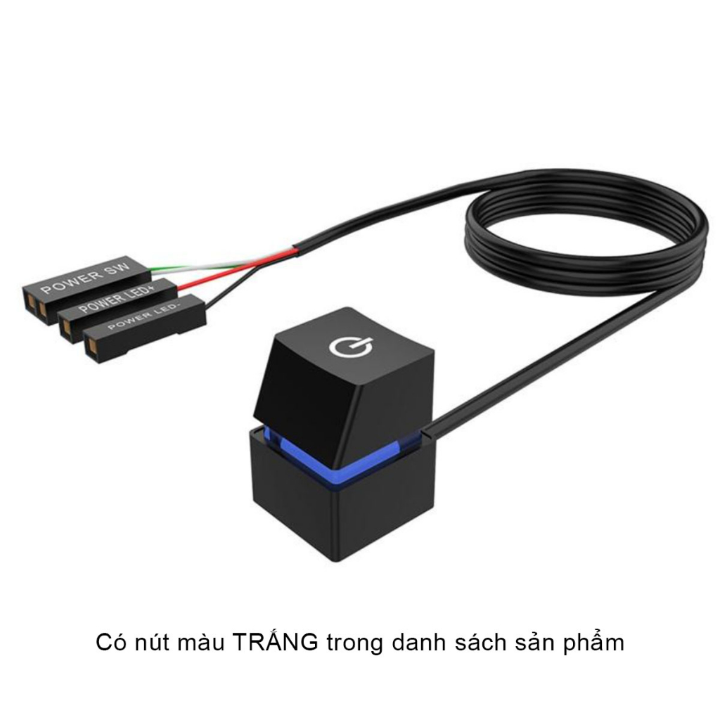 Nút bật nguồn máy tính đen decor với mô hình 10cm Naruto, OnePiece; công tắc blue switch dây nối dài 1.65m bật PC dễ hơn