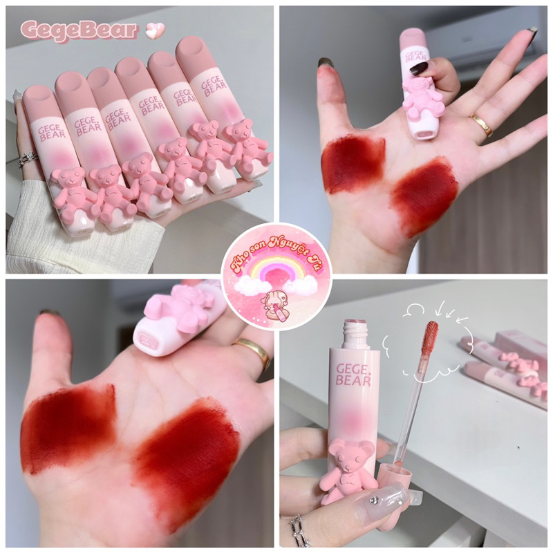 Son kem Gegebear Tender Lip Glaze hình gấu dễ thương mềm mịn trang điểm môi chính hãng