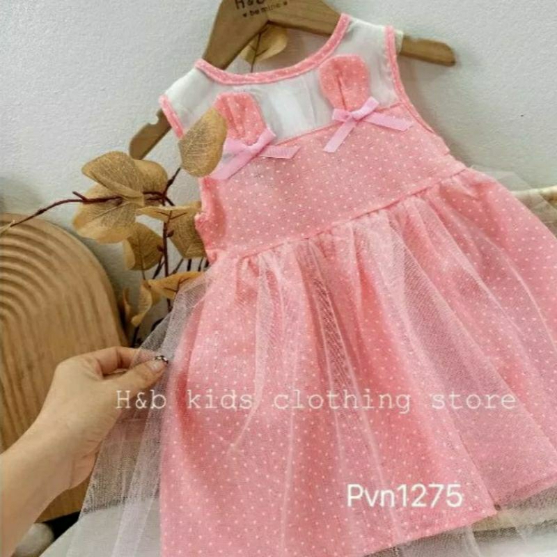 Váy bé gái size 7 - 15ky/ Đầm bé gái chất thô đũi mềm mát họa tiết tai thỏ xinh xắn