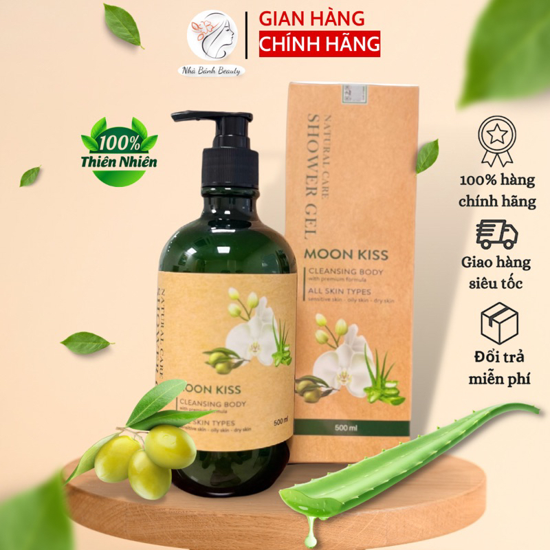 Sữa Tắm Thiên Nhiên MOON KISS (Dưỡng Trắng, Mịn Da, An Toàn Cho Bé, Giảm Mụn Lưng Hiệu Quả 700ml)
