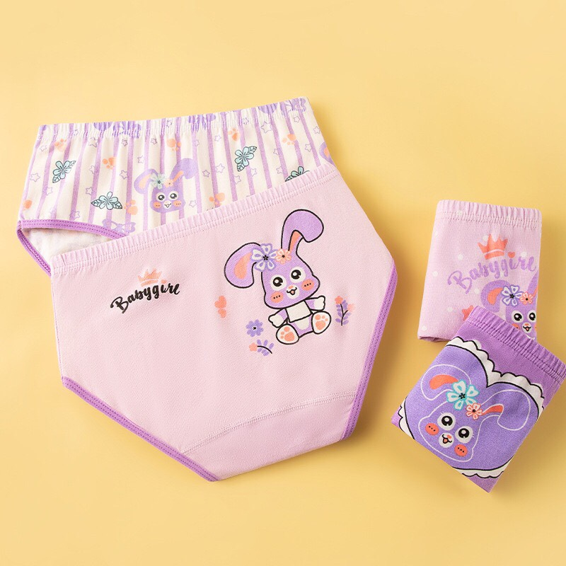 Quần lót trẻ em bé gái, quần chíp bé gái tam giác hình thỏ tím đáng yêu Maruka Fashion