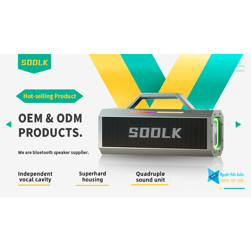 Loa SODLK S520 di động bluetooth 5.0 siêu trầm 150W, karaoke chuyên nghiệp, đèn RGB