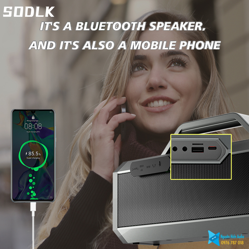 Loa SODLK S520 di động bluetooth 5.0 siêu trầm 150W, karaoke chuyên nghiệp, đèn RGB