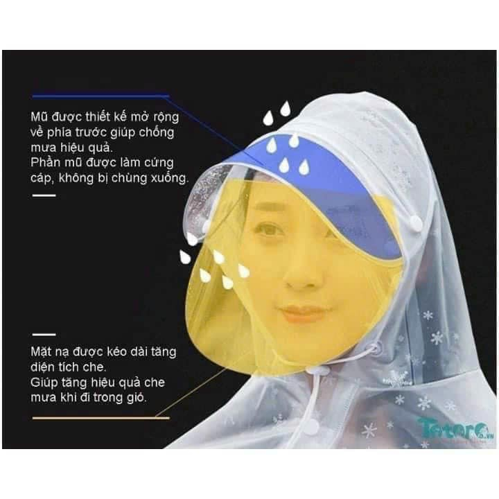 ÁO MƯA TRONG SUỐT BÔNG TUYẾT. CÓ MŨ CHÙM GƯƠNG.