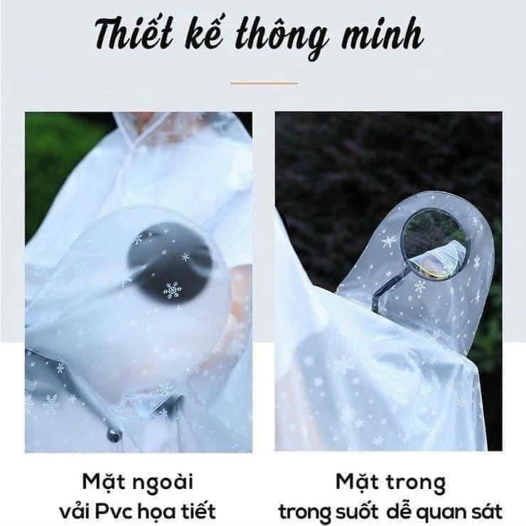 ÁO MƯA TRONG SUỐT BÔNG TUYẾT. CÓ MŨ CHÙM GƯƠNG.