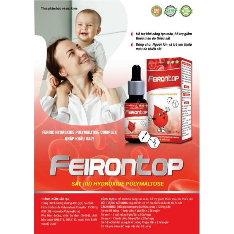 Sắt hữu cơ ferontop  tặng men vi sinh