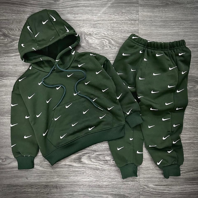 Bộ nỉ cho bé trai,gáifrom rộng có mũ dày dặn phong cách thể thao