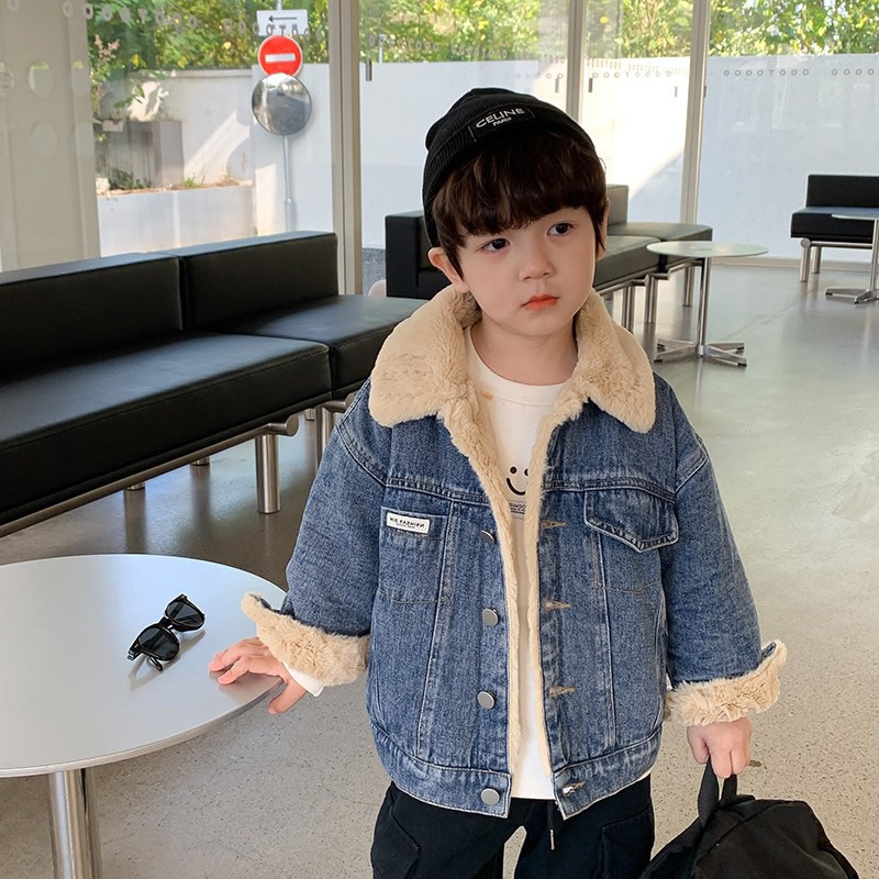 Áo khoác Jean lót lông cao cấp bé trai