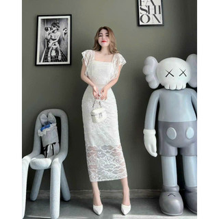 Váy Body Ren Dáng Dài,Đầm thiết Kế Dự Tiệc Cưới Màu Trắng Sang Trọng Thanh Lịch Kiểu Dáng Hiện Đại Trẻ Trung Sang Chảnh