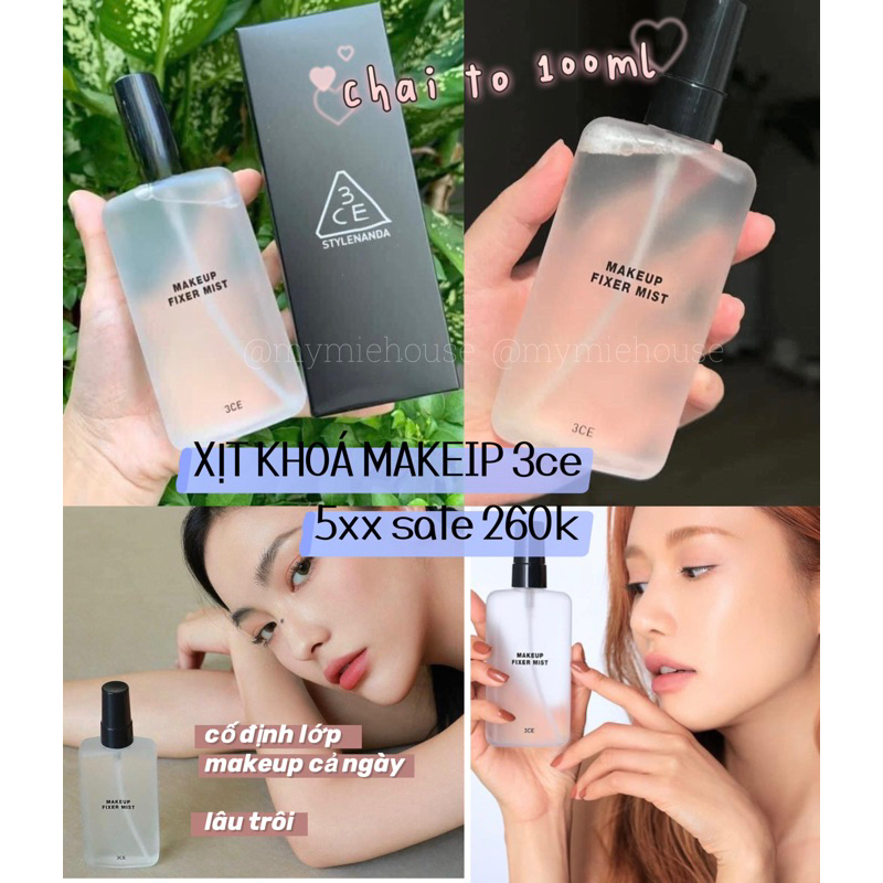 XỊT KHOÁ NỀN 3CE MAKEUP FIXER MIST