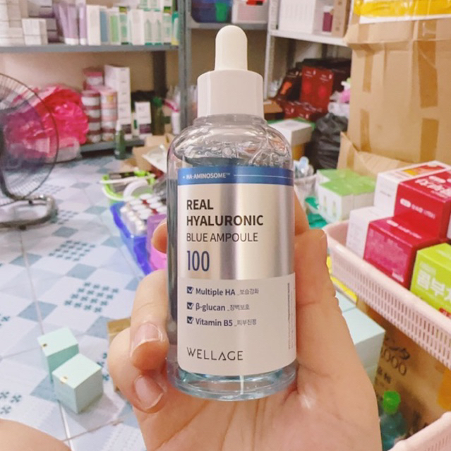 SERUM CẤP NƯỚC & PHỤC HỒI DA WELLAGE REAL HYALURONIC BLUE AMPOULE 100 75ML