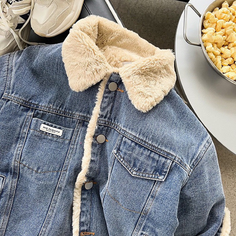 Áo khoác Jean lót lông cao cấp bé trai