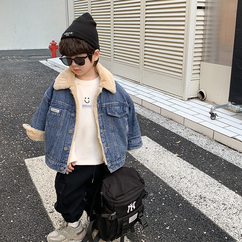 Áo khoác Jean lót lông cao cấp bé trai