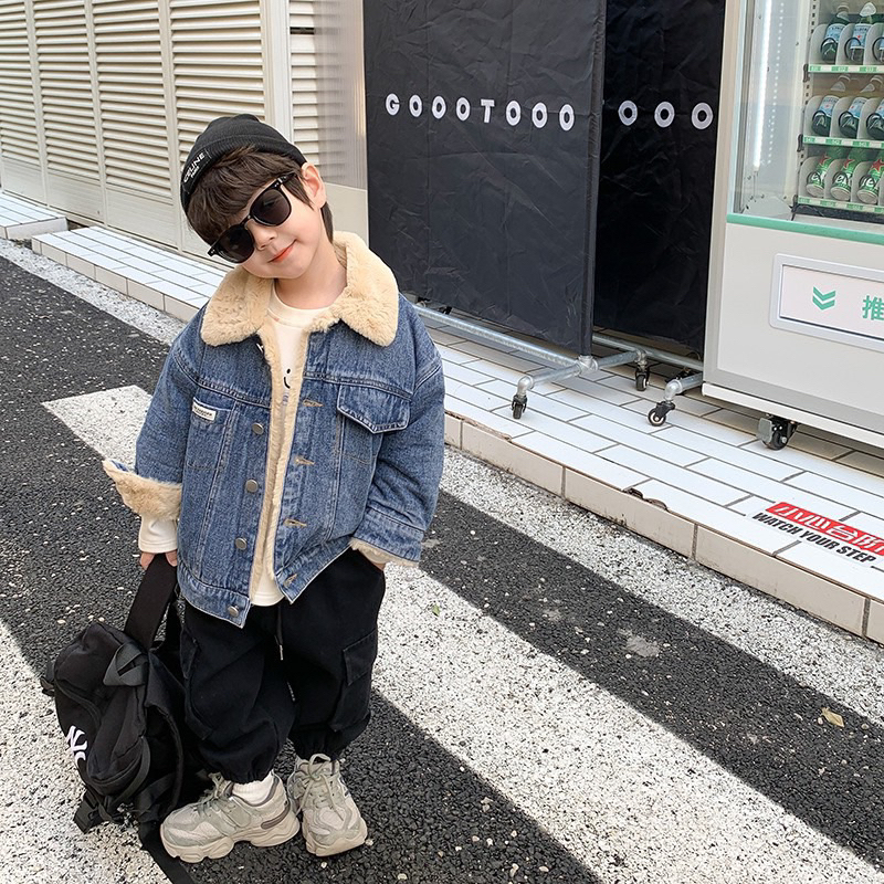 Áo khoác Jean lót lông cao cấp bé trai