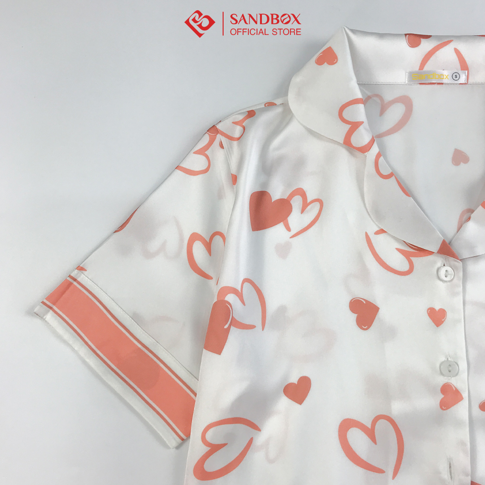 Bộ Pijama Mặc Nhà SANDBOX Tay Ngắn, Quần Dài Chất Liệu Lụa Satin Nhật Cao Cấp Mềm Mịn