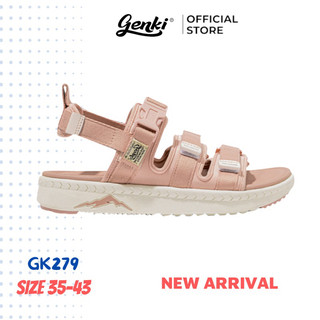 Sandal Nữ Genki Màu Hồng Quai Ngang Thể Thao Chính Hãng Streetstyle YK279