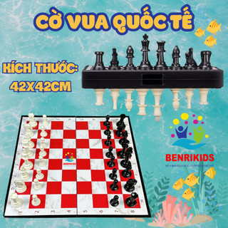 Cờ vua có nam châm từ tính cao cấp kích thước siêu lớn 42x42cm tặng kèm 2 quân hậu