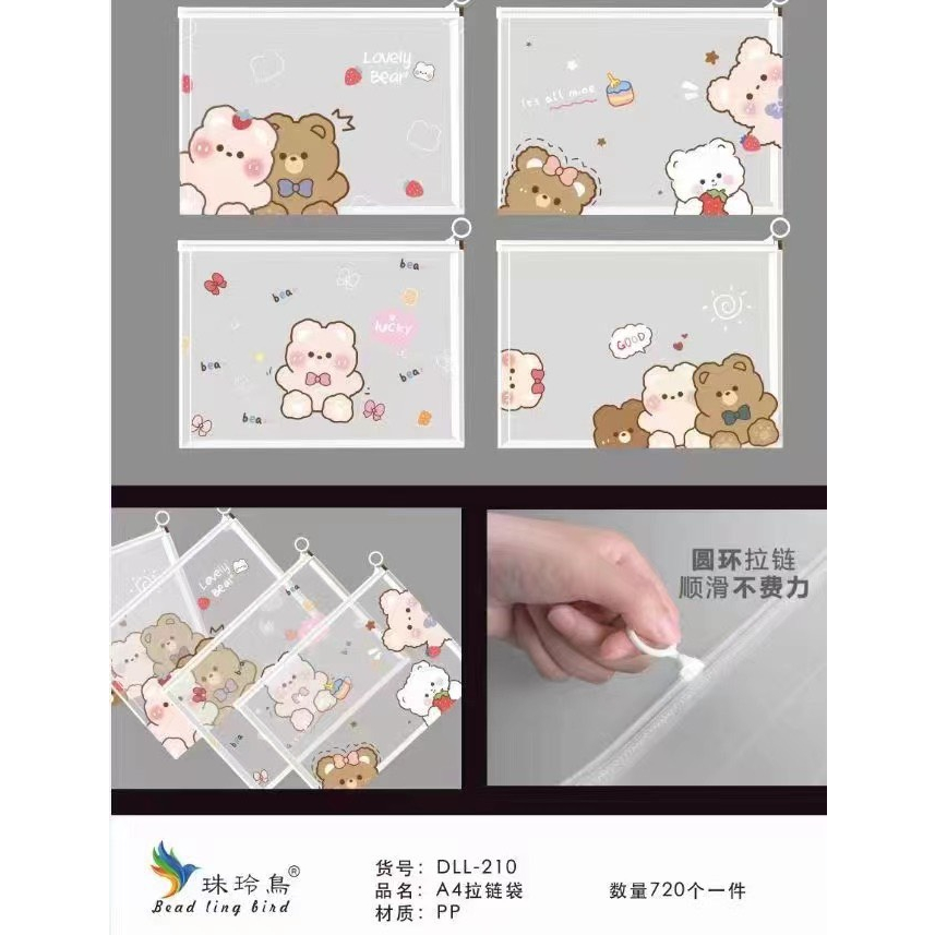 Túi zip A5 đựng tài liệu chống nước hình dễ thương