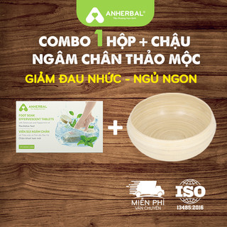 Combo 1 hộp viên sủi và chậu ngâm chân ANHERBAL, ngủ ngon, giảm đau nhức, thư giãn