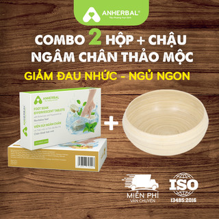 Combo 2 hộp viên sủi và chậu ngâm chân thảo dược ANHERBAL ngủ ngon, thư giãn, khử mùi hôi chân
