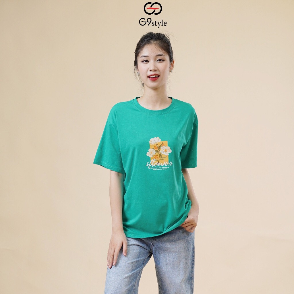 Áo thun cottong nữ Flower G9style chất cottong thoáng mát thấm hút mồ hôi fressize