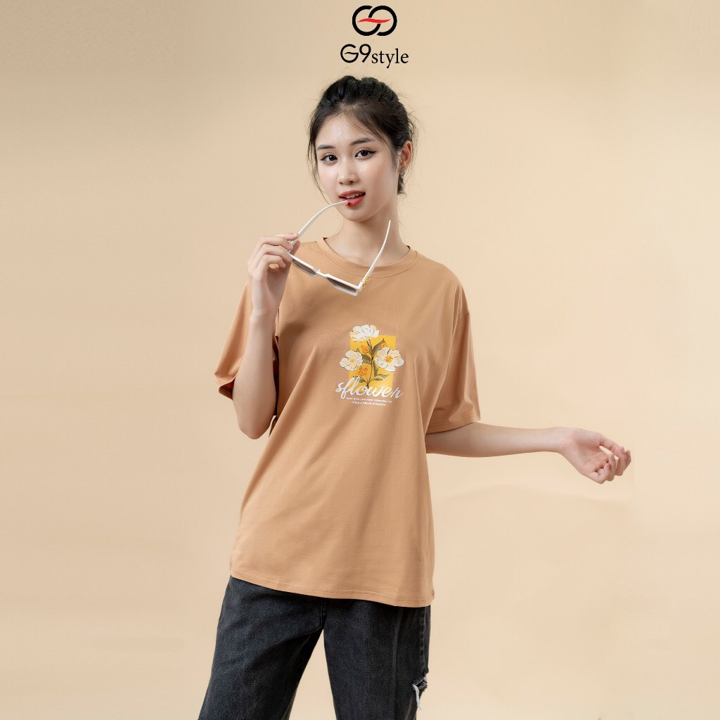 Áo thun cottong nữ Flower G9style chất cottong thoáng mát thấm hút mồ hôi fressize