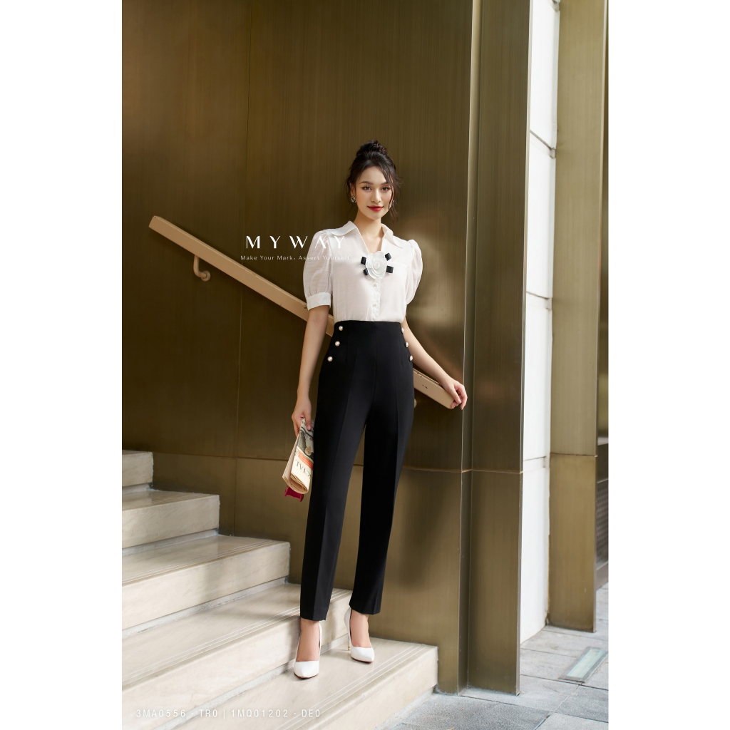 Quần Tây Nữ MY WAY Dáng Baggy Phối Cúc Hai Bên Sang Trọng 1MQ01202 DE0