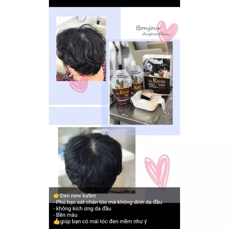 Nhuộm tóc bạc nước cốt dừa tóc đen _ nâu NEW KAFEN  ko dính da đầu mùi nhẹ