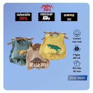 Bộ quấn áo cho bé mẫu khủng long cực phong cách chất Cotton đẹp co giãn đa chiều nhà MiDu Kid