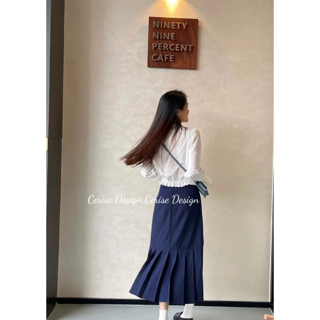 Chân váy dài CERISE có xếp ly chân váy có khóa thân sau cạp cao chất liệu tuýp xi cao cấp dày dặn lên form FULL SIZE