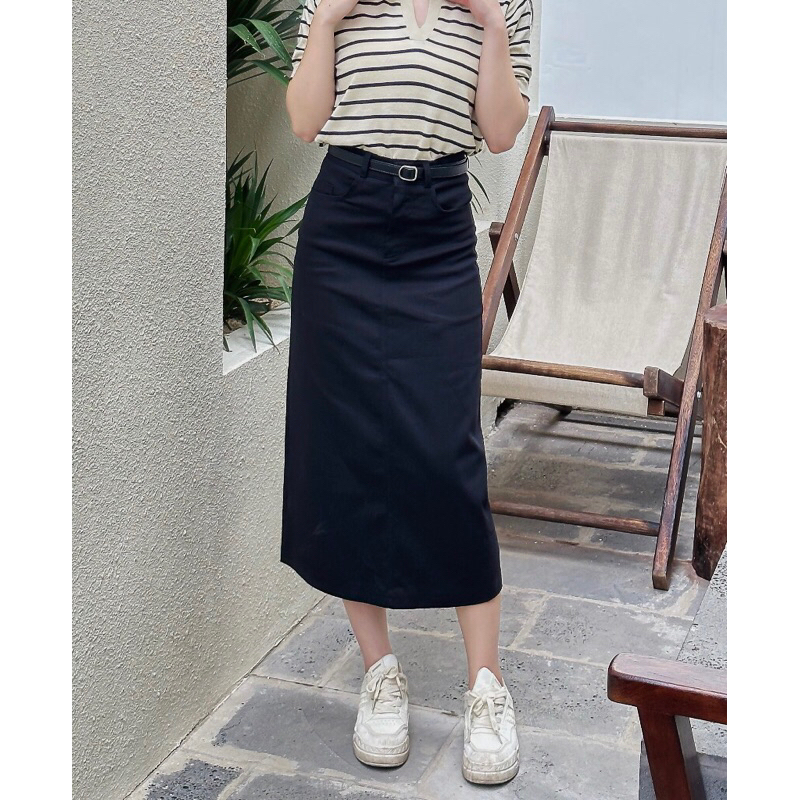Chân váy nữ dạo phố công sở kaki dáng A dài dễ thương xinh xắn trẻ trung