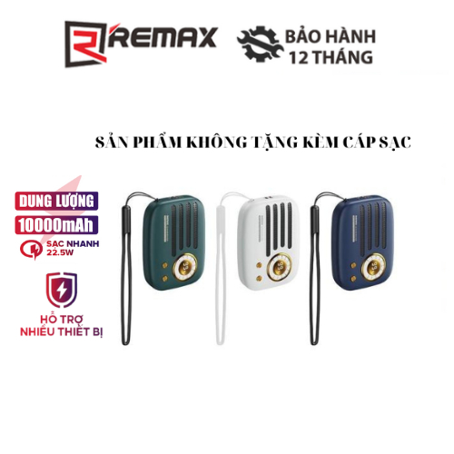 Pin dự phòng sạc nhanh Remax RPP-209 10000mAh QC3.0 PD 20W kiểu dáng radio mini có dây đeo