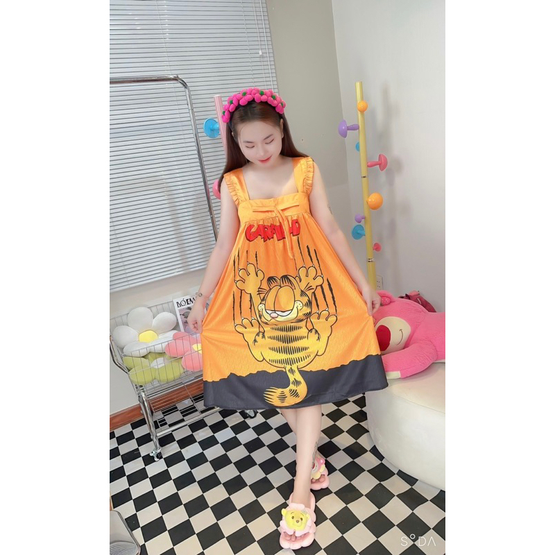 Đầm mặc nhà 2 dây cánh tiên LỤA XƯỚC thiết kế sang trọng rộng rãi thoải mái