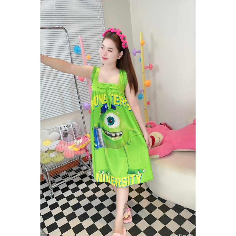 Đầm mặc nhà 2 dây cánh tiên LỤA XƯỚC thiết kế sang trọng rộng rãi thoải mái