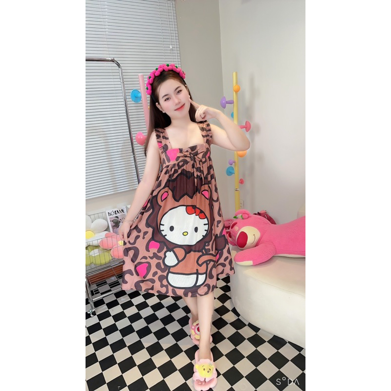 Đầm mặc nhà 2 dây cánh tiên LỤA XƯỚC thiết kế sang trọng rộng rãi thoải mái