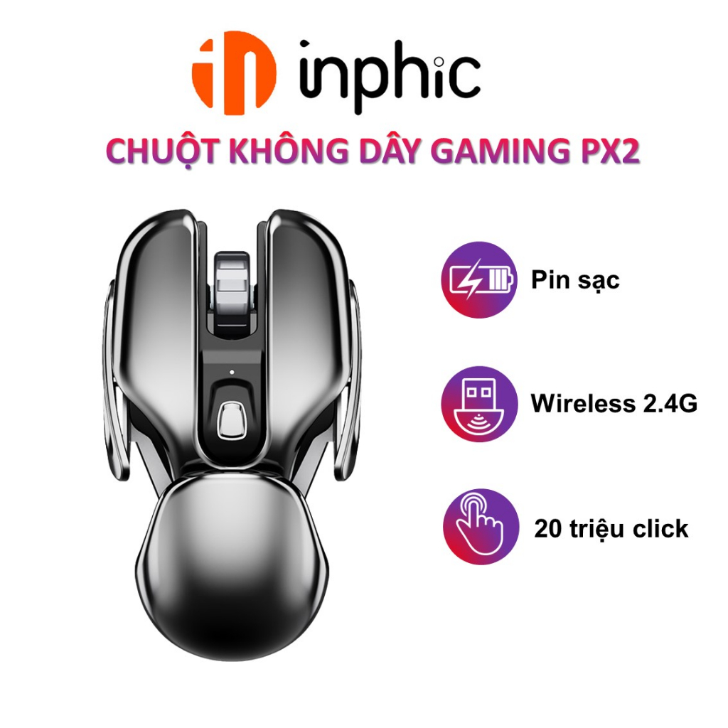 Chuột không dây wireless YINDIAO PX2 gaming 3 mức DPI cho máy tính laptop - Hàng chính hãng