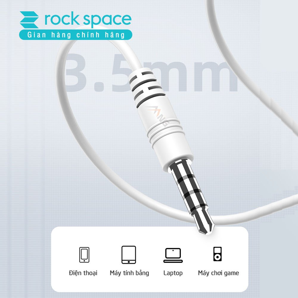 Tai Nghe nhét tai có dây Rockspace ES05 jack 3.5mm có mic nghe nhạc chơi game - Hàng chính hãng BH 1 năm