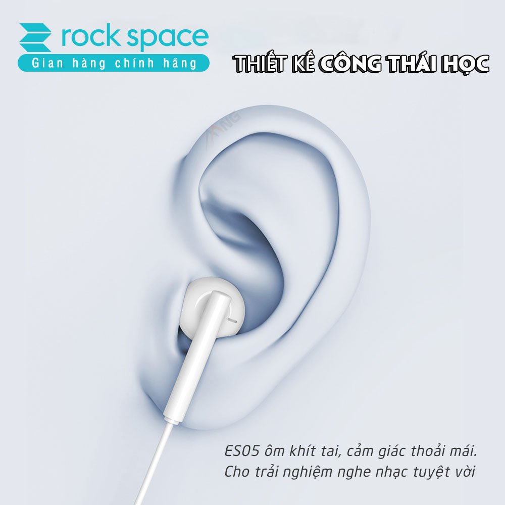 Tai Nghe nhét tai có dây Rockspace ES05 jack 3.5mm có mic nghe nhạc chơi game - Hàng chính hãng BH 1 năm