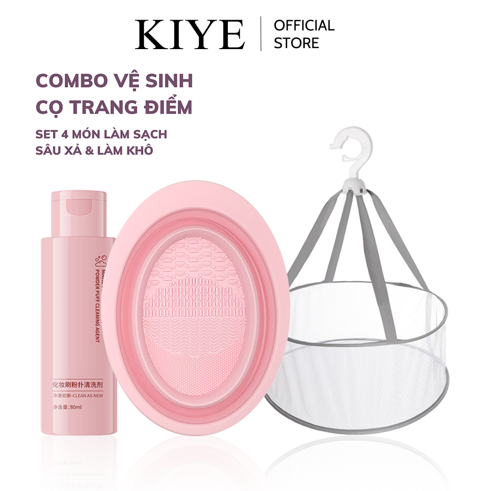 Dụng Cụ Vệ Sinh Cọ Trang Điểm KIYE Cao Cấp Gấp Gọn Tiện Lợi Cho Makeup Bằng Silicone