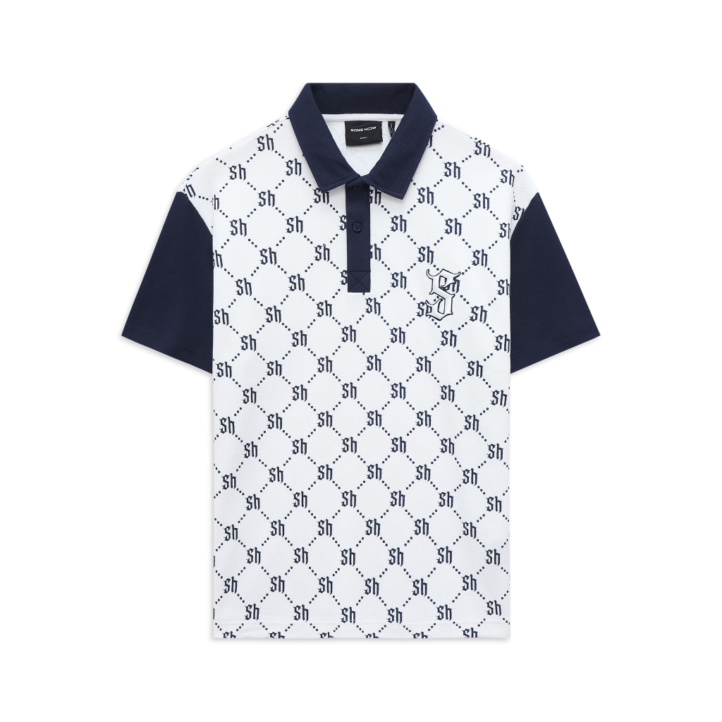 Áo Polo Nam Monogram Blue Impress, Cá Sấu CVC 2 Chiều Thoải Mái, PL0080, SOMEHOW