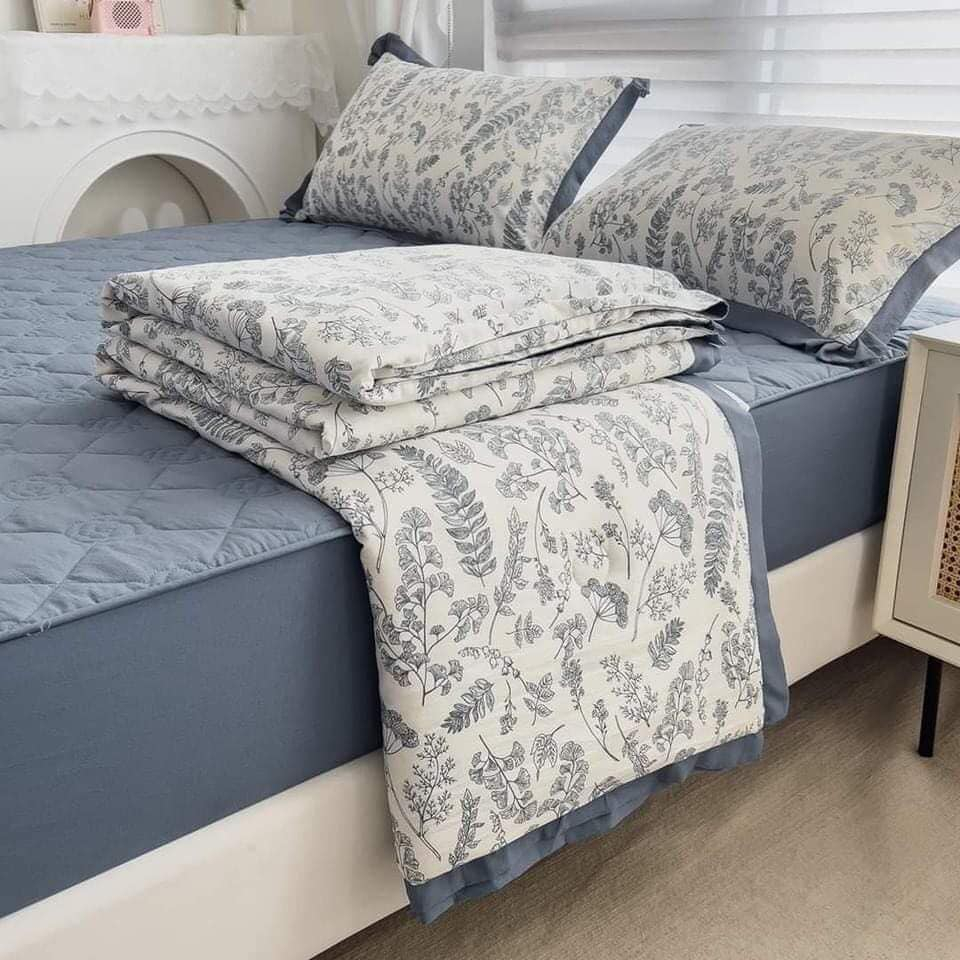 Bộ chăn ga gối cotton đũi sốp Happy Drap Phối Màu