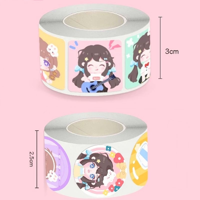 12 sticker bé gái chibi dễ thương dán niêm phong trang trí