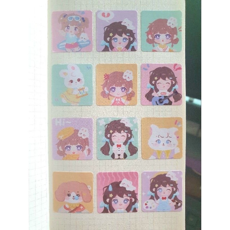 12 sticker bé gái chibi dễ thương dán niêm phong trang trí