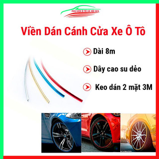 Viền dán bánh xe cạnh xe nội thất xe ô tô trang trí chống trầy xước va chạm dài 8 mét